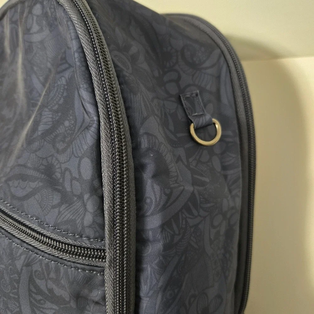 Sakroots Larchmont Divided Eco-Twill Backpack Navy Blue Floral Paisley NEW